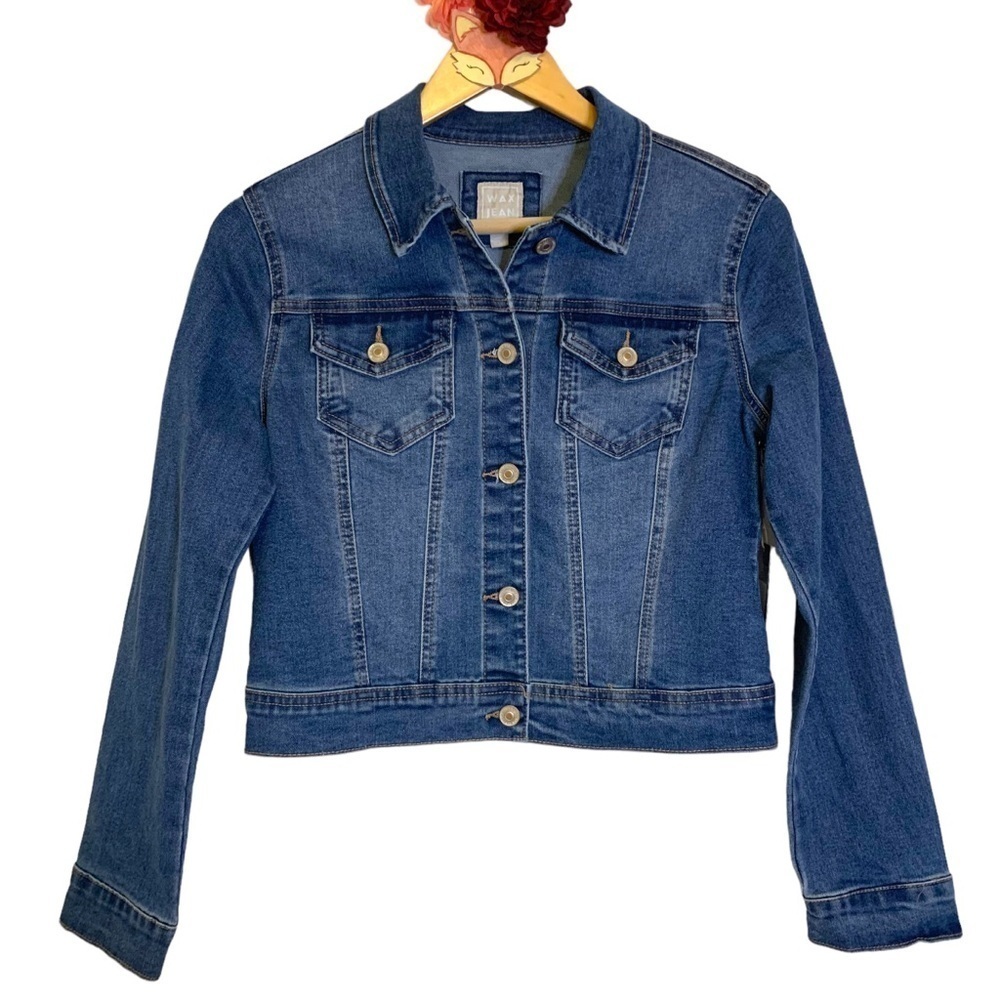 Wax Jean jacket blue denim button down juniors size small